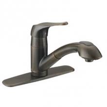 OmniPro OPB-153ORB - Sngl Hdle Orb Kitchen Faucet W/Pull Out Spray, Metal Lever Handle, Ceramic Cartridge, 1-3 Hole Ins