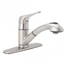 OmniPro OPB-153SS - Sngl Hdle Ss Kitchen Faucet W/Pull Out Spray, Metal Lever Handle, Ceramic Cartridge, 1-3 Hole Inst