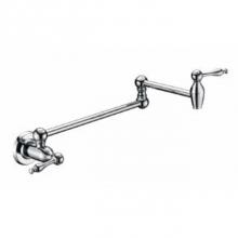 OmniPro OPB-190C - Pot Filler Cp, Ceramic Cart, Metal Lever Handles, Wall Mount