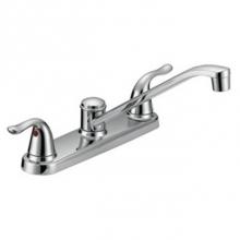 OmniPro OPB-200C - 2 Handle Cp Kitchen Faucet L/Spray Metal Lever Handle, D Style Spout Ceramic Cartridge