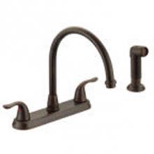 OmniPro OPB-260ORB - 2 Handle Oil Rubbed Brz Kitchen Faucet W/Spray Metal Lever Handle, Gooseneck Spout , Ceramic Cartr