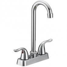 OmniPro OPB-320C - 2 Handle Cp Bar Faucet, Metal Lever  Hndl, Goose Neck Spout, Ceramic Cartridge