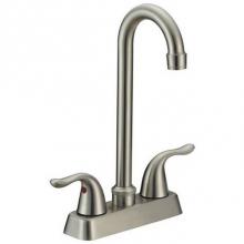 OmniPro OPB-320SS - 2 Handle Ss Bar Faucet, Metal Lever  Hndl, Goose Neck Spout, Ceramic Cartridge