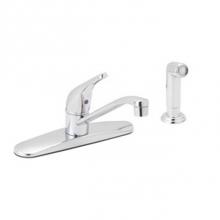 OmniPro OPC-140C - 8'' Single Lever Deck Faucet W/Chrome Spray Solid Lever Handle, Chrome