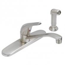 OmniPro OPC-140SS - 8'' Single Lever Deck Faucet W/Brushed Nickel Spray Solid Lever  Handle, Brushed Nickel