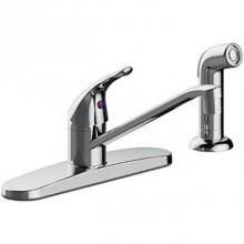 OmniPro OPL-145SS - Single Handle Kitchen Faucet With Side Spray, Four Hole Mount, Copper Inlet Supply, Washerless, 1.