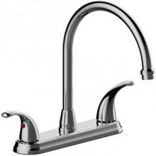 OmniPro OPL-250C - Two Handle High Arc Kitchen Faucet, Three Hole Mount, Quick Mount Installation, Ceramic Cartridges