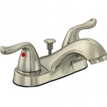 OmniPro OPB-450BNWJP - 2 Handle Decorative 4'' Lav Fct,  Metal Lever Handles, Washerless Cart, 50/50 Pop Up, Br