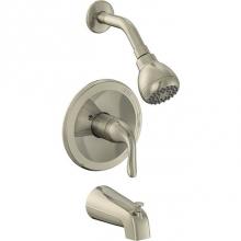 OmniPro OPB-730BNDJP - Brushed Nickel T/S Trim Only Slip On Div Spout, Metal Lever Hndl, Decorative Shower Head, JOB Pack