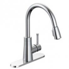 OmniPro OPH-150C - Single Handle Cp Pull Down Kitchen Faucet W/Lever Handle, Ceramic Cartridge