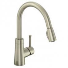 OmniPro OPH-150SS - Single Handle Stainless Steel Pull Down Kitchen Faucet W/Lever Handle, Ceramic Cartridge