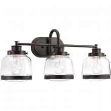 Progress Lighting P300082-020 - Judson Collection Three-Light Antique Bronze Clear Glass Farmhouse Bath Vanity Light