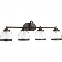 Progress Lighting P300083-020 - Judson Collection Four-Light Antique Bronze Clear Glass Farmhouse Bath Vanity Light