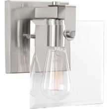 Progress Lighting P300105-009 - Glayse Collection One-Light Brushed Nickel Clear Glass Luxe Bath Vanity Light