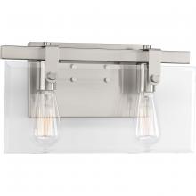 Progress Lighting P300106-009 - Glayse Collection Two-Light Brushed Nickel Clear Glass Luxe Bath Vanity Light