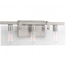 Progress Lighting P300107-009 - Glayse Collection Three-Light Brushed Nickel Clear Glass Luxe Bath Vanity Light