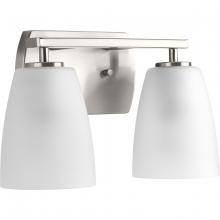 Progress Lighting P300132-009 - Leap Collection Two-Light Brushed Nickel Etched Glass Modern Bath Vanity Light