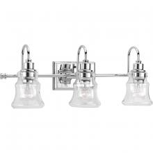 Progress Lighting P300139-015 - Litchfield Collection Three-Light Polished Chrome Clear Glass Coastal Bath Vanity Light