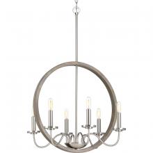 Progress Lighting P400081-009 - Fontayne Collection Six-Light Brushed Nickel Farmhouse Chandelier Light