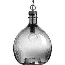 Progress Lighting P500064-143 - Zin Collection One-Light Graphite Smoked Textured Glass Global Pendant Light