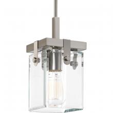 Progress Lighting P500073-009 - Glayse Collection One-Light Brushed Nickel Clear Glass Luxe Pendant Light