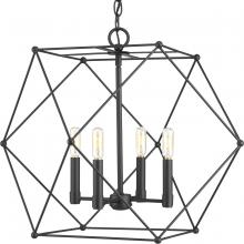 Progress Lighting P500083-031 - Spatial Collection Four-Light Matte Black Global Pendant Light