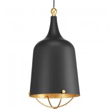 Progress Lighting P500098-031 - Era Collection One-Light Matte Black and Gold Global Pendant Light