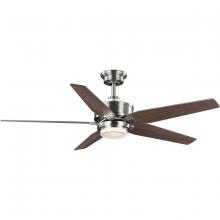 Progress Lighting P250061-009-30 - Byars 54" 5-Blade Integrated LED Indoor Brushed Nickel Transitional Ceiling Fan with Light Kit a