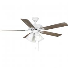 Progress Lighting P250077-030-WB - AirPro 52 in. White 5-Blade AC Motor Ceiling Fan with Light