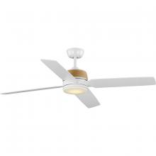 Progress Lighting P250097-028-30 - Schaffer II Collection 56 in. Four-Blade Satin White Modern Organic Ceiling Fan with Integrated LED