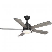 Progress Lighting P250102-31M-CS - Tarsus Collection 52 in. Five Blade Matte Black Modern Ceiling Fan with Integrated CCT-LED Light