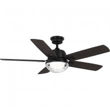 Progress Lighting P250104-31M-CS - Tompkins Collection 52 in. Five Blade Matte Black Coastal Ceiling Fan with Integrated CCT-LED light