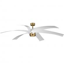 Progress Lighting P250113-163-30 - Insigna Collection 72-in Six-Blade Vintage Brass Contemporary Ceiling Fan with Matte White Blades