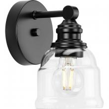 Progress Lighting P300373-31M - Ambrose Collection One-Light Farmhouse Matte Black Clear Glass Bath Vanity Light