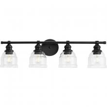 Progress Lighting P300376-31M - Ambrose Collection Four-Light Farmhouse Matte Black Clear Glass Bath Vanity Light