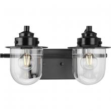 Progress Lighting P300435-31M - Northlake Collection Two-Light Matte Black Clear Glass Transitional Bath Light