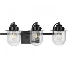 Progress Lighting P300436-31M - Northlake Collection Three-Light Matte Black Clear Glass Transitional Bath Light