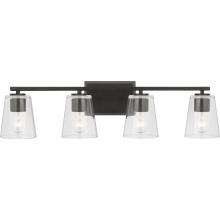 Progress Lighting P300460-31M - Vertex Collection Four-Light Matte Black Clear Glass Contemporary Bath Light