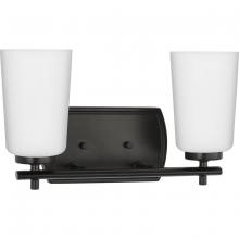 Progress Lighting P300466-31M - Adley Collection Two-Light Matte Black Etched Opal Glass New Traditional Bath Vanity Light