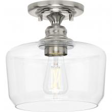 Progress Lighting P350214-009 - Aiken Collection One-Light Brushed Nickel Clear Glass Farmhouse Flush Mount Light