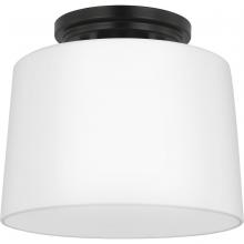 Progress Lighting P350260-31M - Adley Collection One-Light Matte Black Etched Opal Glass New Traditional Flush Mount Light