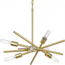 Progress Lighting P400108-012 - Astra Collection Six-Light 22" Satin Brass Modern Chandelier