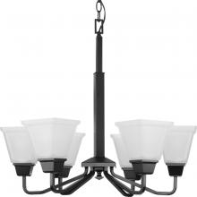 Progress Lighting P400119-31M - Clifton Heights Collection Six-Light Modern Farmhouse Matte Black Etched Glass Chandelier Light