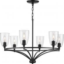 Progress Lighting P400297-31M - Parkhurst Collection Six-Light New Traditional Matte Black Clear Glass Chandelier Light