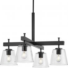 Progress Lighting P400299-31M - Saffert Collection Four-Light New Traditional Matte Black Clear Glass Chandelier Light