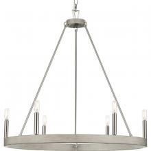 Progress Lighting P400302-009 - Galloway Collection Six-Light 28.25" Brushed Nickel Modern Farmhouse Chandelier with Grey Washed