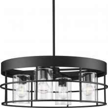 Progress Lighting P400311-31M - Burgess Collection Four-Light Matte Black Modern Farmhouse Chandelier