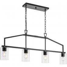 Progress Lighting P400317-31M - Goodwin Collection Four-Light Matte Black Modern Farmhouse Island Light