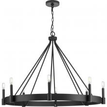 Progress Lighting P400319-31M - Breckenridge Collection Eight-Light Matte Black Rustic Farmhouse Chandelier