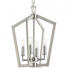 Progress Lighting P500377-009 - Galloway Collection Four-Light 18" Brushed Nickel Modern Farmhouse Foyer Light with Grey Washed